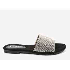 Chinelos pretos com zircônia cúbica 839-761 cinza 2
