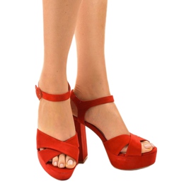 Sandálias vermelhas no poste da eco-camurça 63-202 vermelho 1