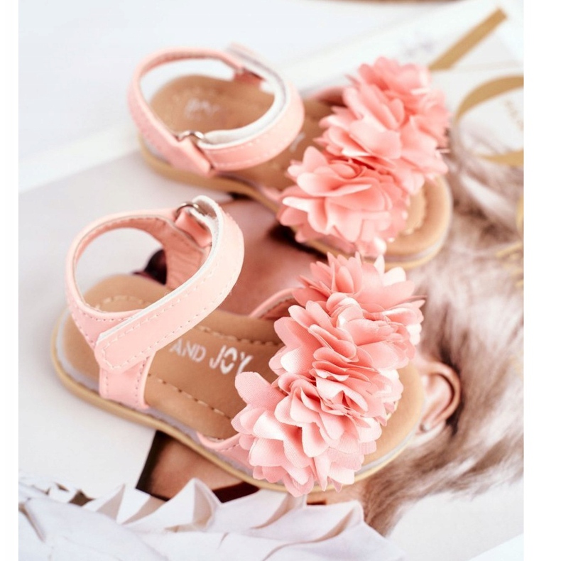 FRROCK Sandálias infantis com velcro rosa brilhante Milena 1