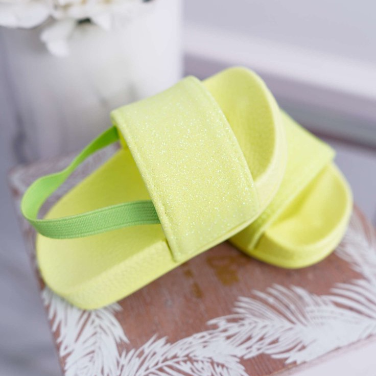 FRROCK Chinelos infantis para meninas, brocado e limão rimia amarelo 2