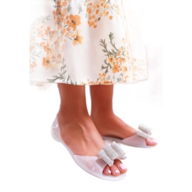 Lu Boo | Bailarinas de borracha Meliski Bow Branco Cindela incolor 1