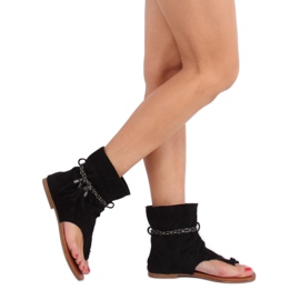 SEA Sandálias femininas chinelos com haste preta SL1011 Madrit preto 3