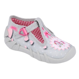 Calçados infantis Befado 110P359 rosa cinza 1