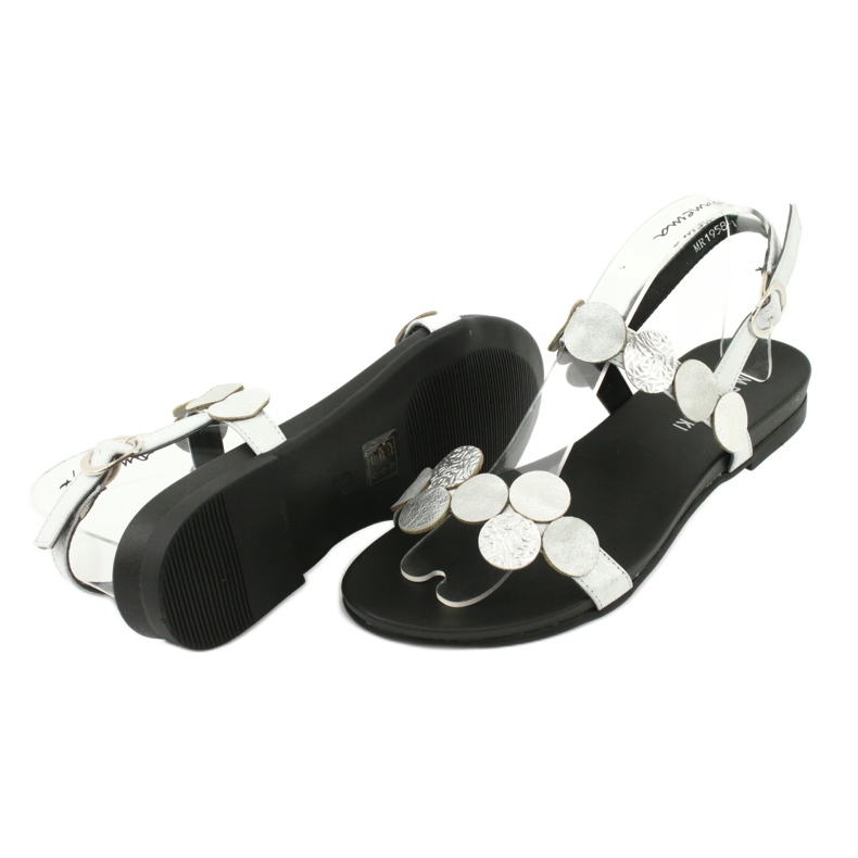 M.Daszyński Sandálias de prata Daszyński MR1958-1 com círculos 2