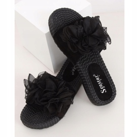 Chinelos femininos negros YQ227 Preto 1