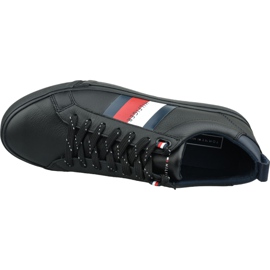Sapatilhas Tommy Hilfiger Bandeira Detalhe Couro Tênis M FM0FM02576 Bds preto 2