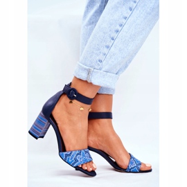 Sandálias femininas Maciejka Couro Azul Marinho 04235-17 / 00-5 2