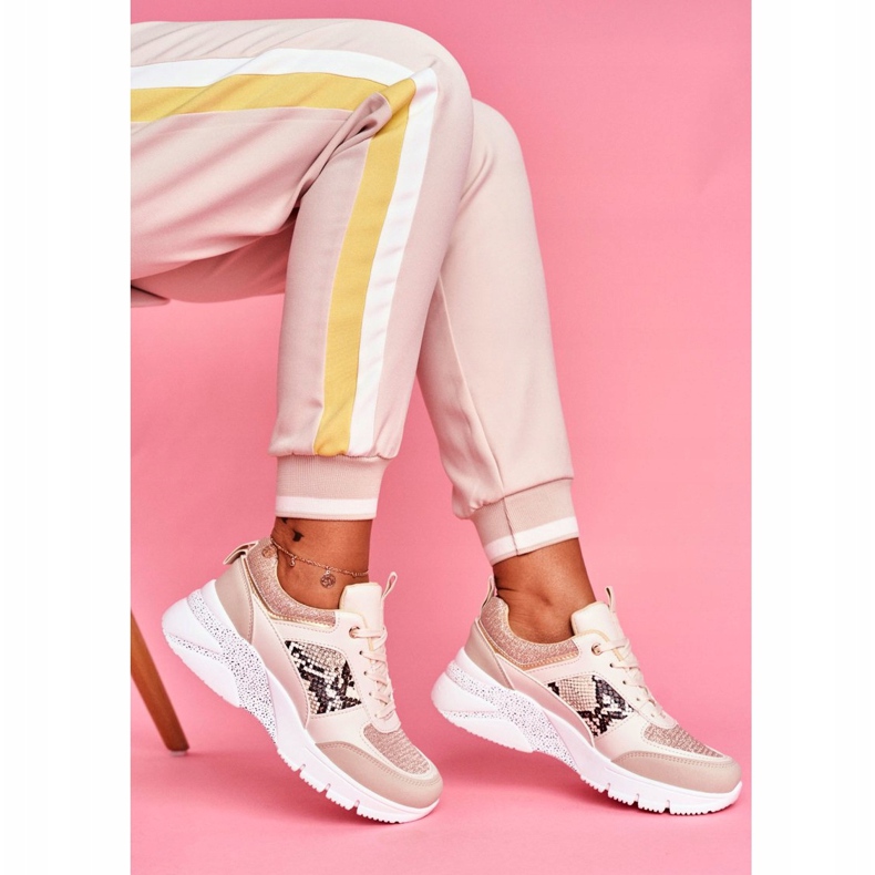 Calçados Esportivos Femininos Beige Glitter Lisboa bege 2