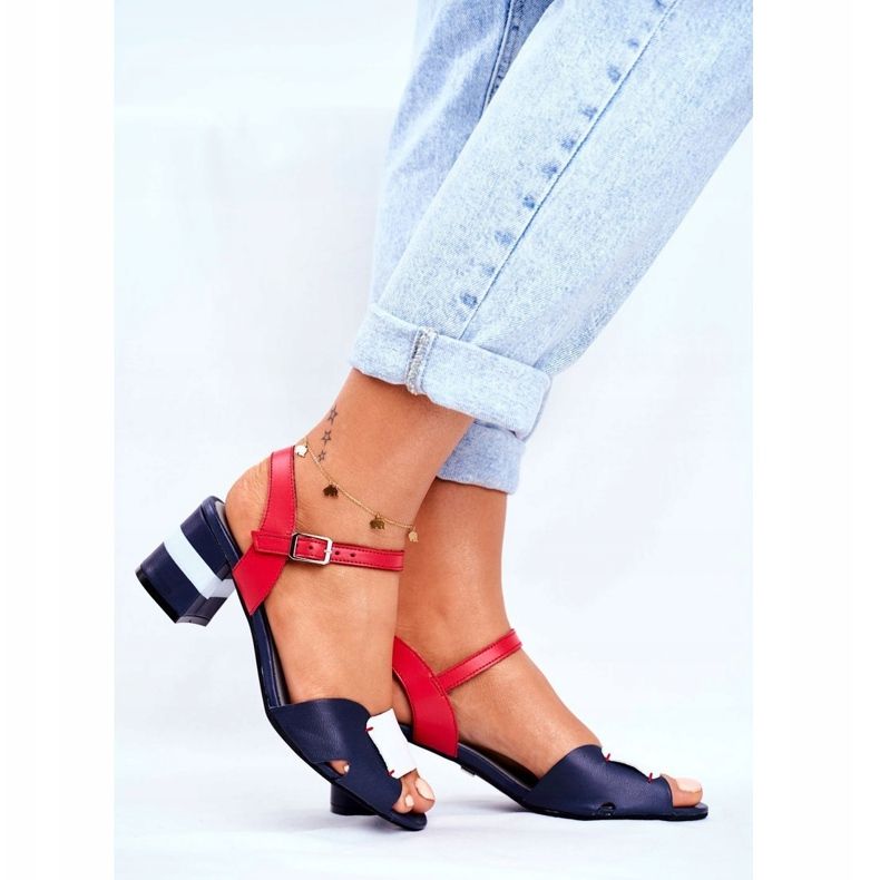 Sandálias femininas Maciejka Couro Azul Marinho 04120-17 / 00-5 1