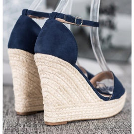 SHELOVET Sandálias sexy de cunha azul 1