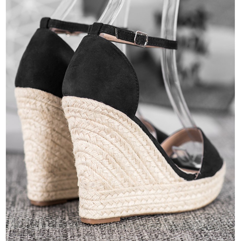 SHELOVET Sandálias sexy de cunha preto 2