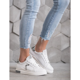 SHELOVET Calçados esportivos feitos de couro ecológico branco 1