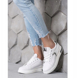 SHELOVET Calçados esportivos feitos de couro ecológico branco 2