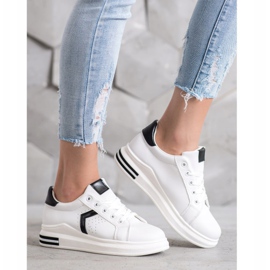 SHELOVET Calçados esportivos feitos de couro ecológico branco 2