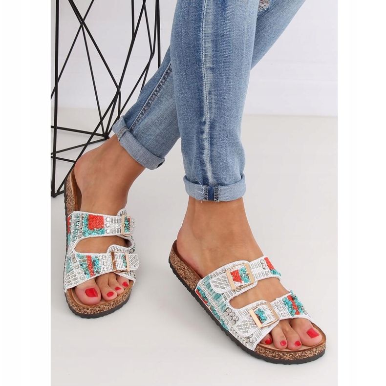 Scholki com contas brancas CK133P Branco multicolorido 1