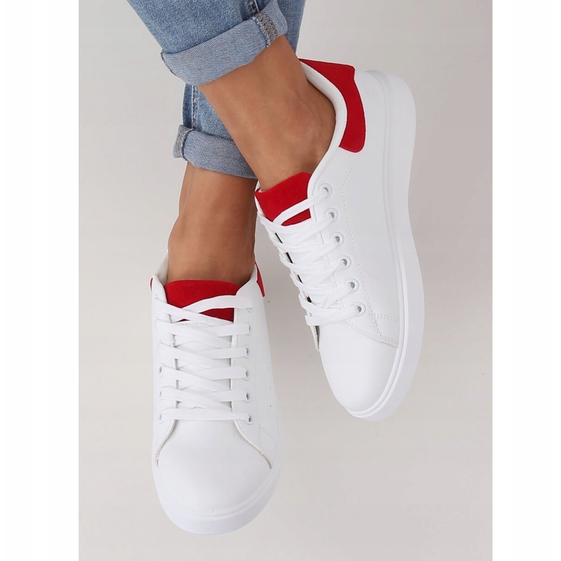 Tênis feminino branco LA85P vermelho 2