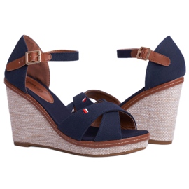 SEA Sandálias femininas em cunha azul LaMane castanho azul marinho 3