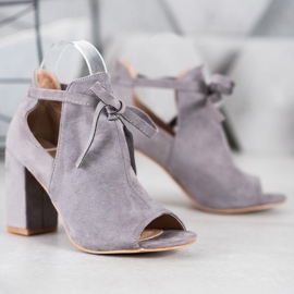 Botas VINCEZA de ponta aberta amarrada cinza 2