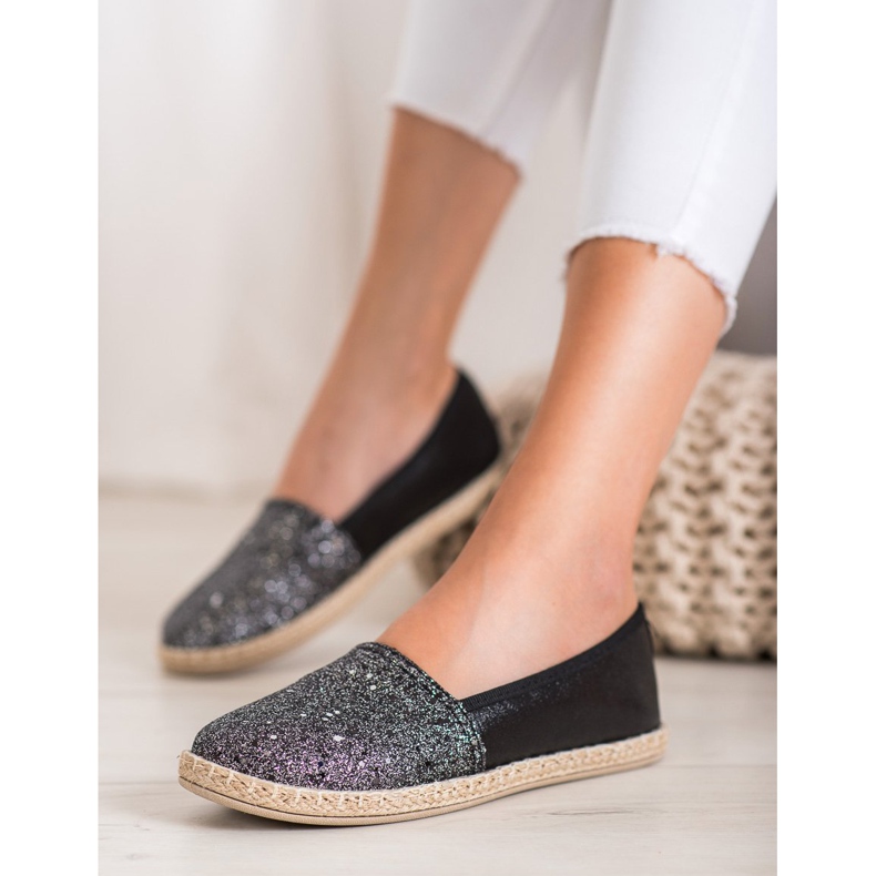 SHELOVET Shiny Slipons preto cinza 2