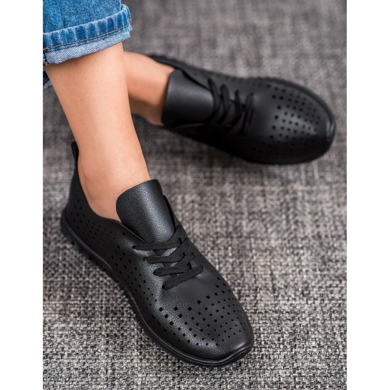 Camo Tênis a céu aberto com couro ecológico preto 2