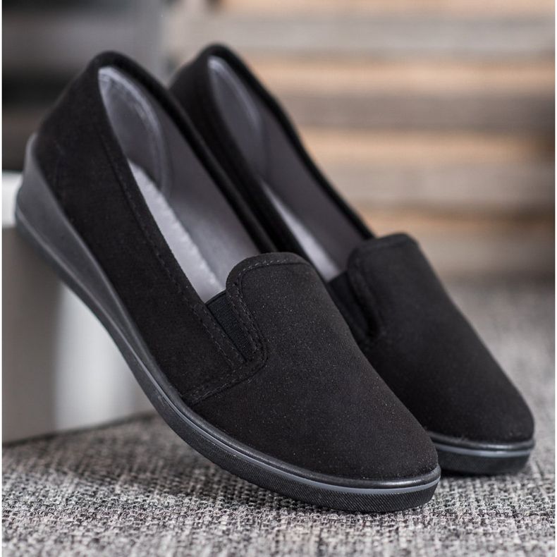 SHELOVET Slipons de camurça preto 2
