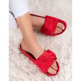 SHELOVET Chinelos de camurça com zircônia cúbica vermelho 1