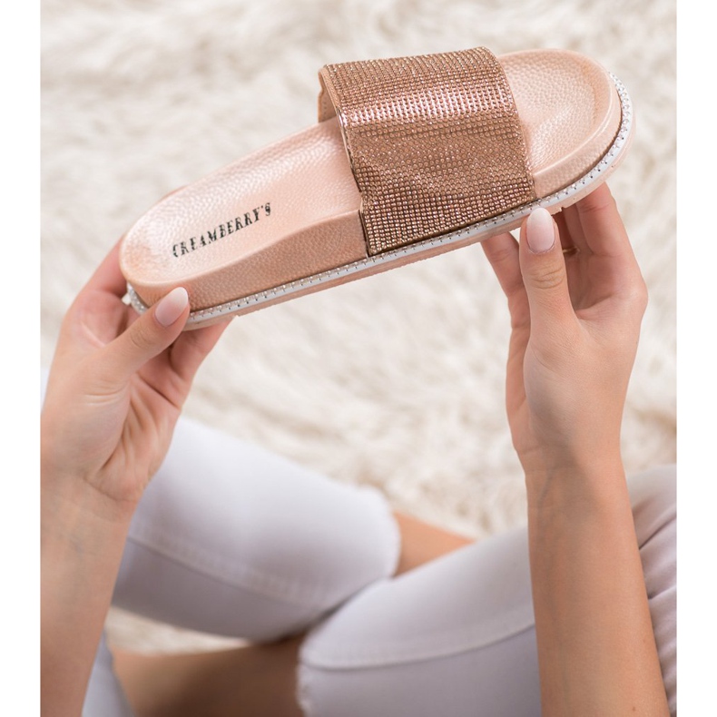 Creamberry'S Chinelos dourados com cristais 1 Creamberry'S Chinelos dourados com cristais 1