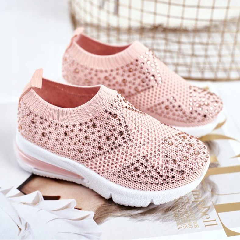 FRROCK Sapatos esportivos infantis com zircônia cúbica rosa linda 2