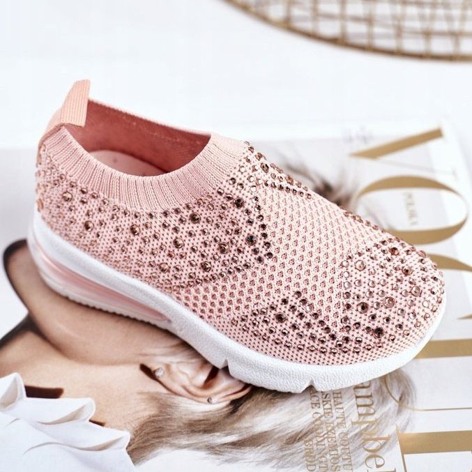 FRROCK Sapatos esportivos infantis com zircônia cúbica rosa linda 1