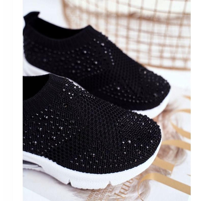 FRROCK Sapatos esportivos infantis Linda preta com zircônia cúbica preto 1