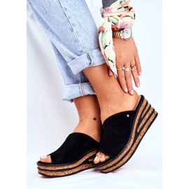 Chinelos femininos de couro em cunha Nicole 2559 Black Lemonade preto 2