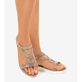 Sandálias rasas champanhe embelezadas 127-88 rosa 2