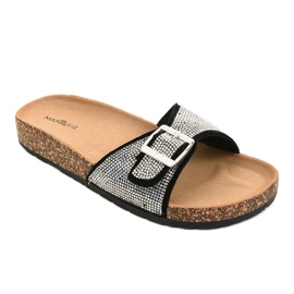 Chinelos pretos com sola de cortiça L-1032 1 Chinelos pretos com sola de cortiça L-1032 1