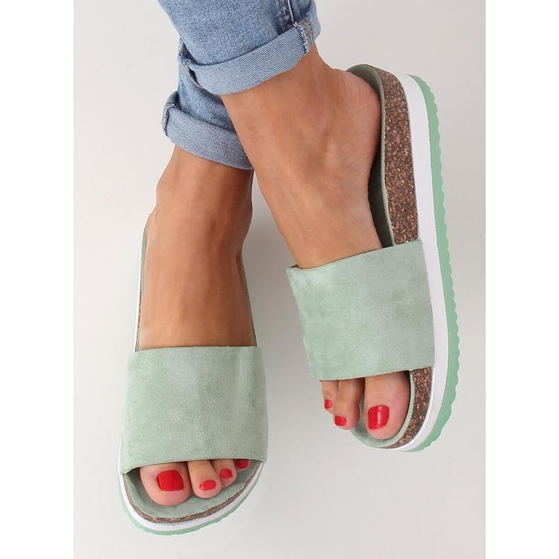 Chinelos femininos água-marinha CK184P verde 1