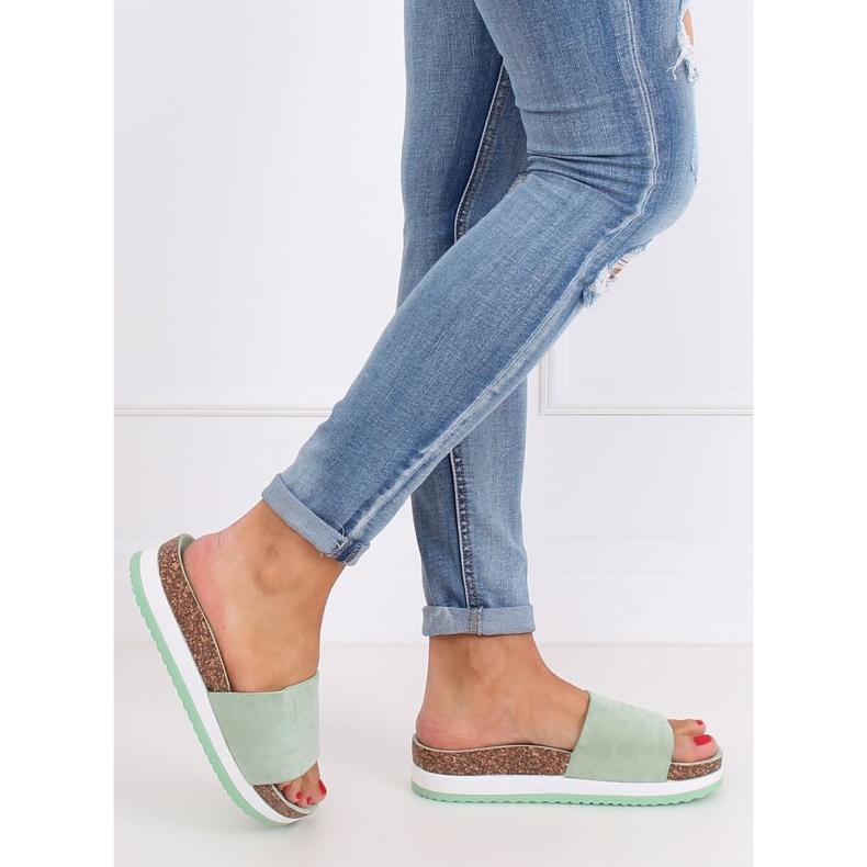 Chinelos femininos água-marinha CK184P verde 2