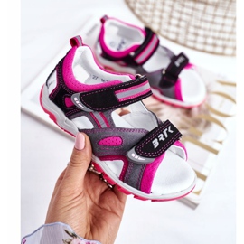 Bartek S.A. Sandálias infantis para meninas profiláticas Bartek T-16176-7 / 77G preto rosa cinza 2