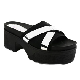 Chinelos pretos de salto alto CL-3A309-43 1