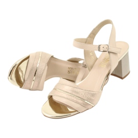 Sandálias de couro Gamis 3940 confortáveis bege dourado 4