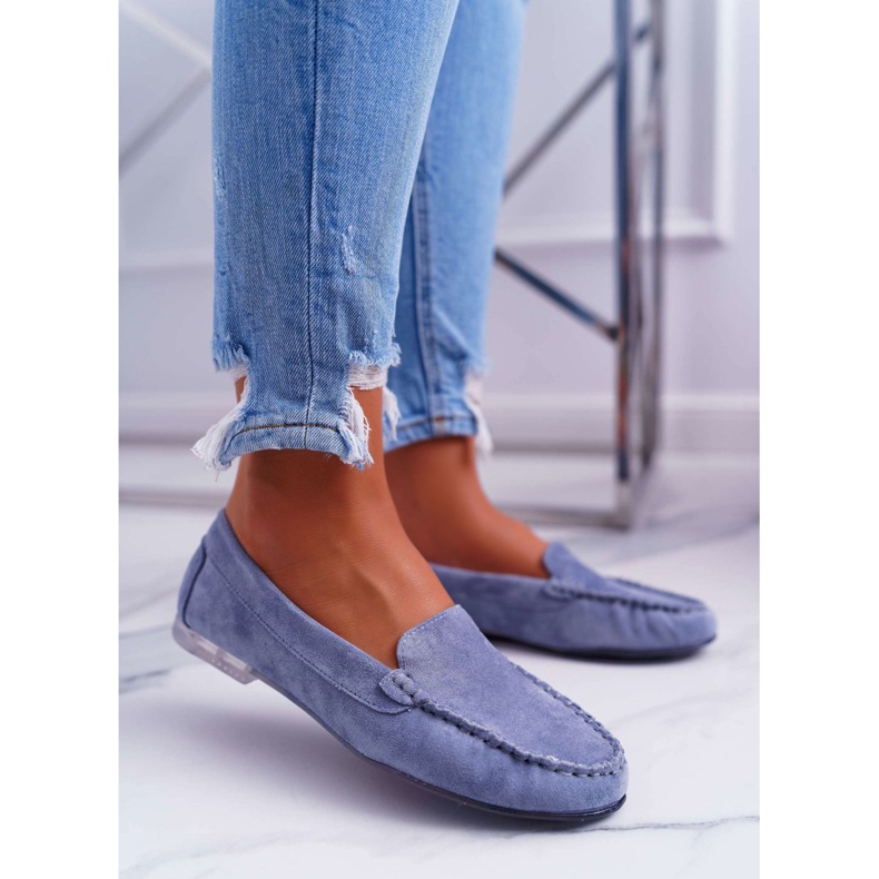 Mocassim feminino Sergio Leone camurça azul claro Winted 1