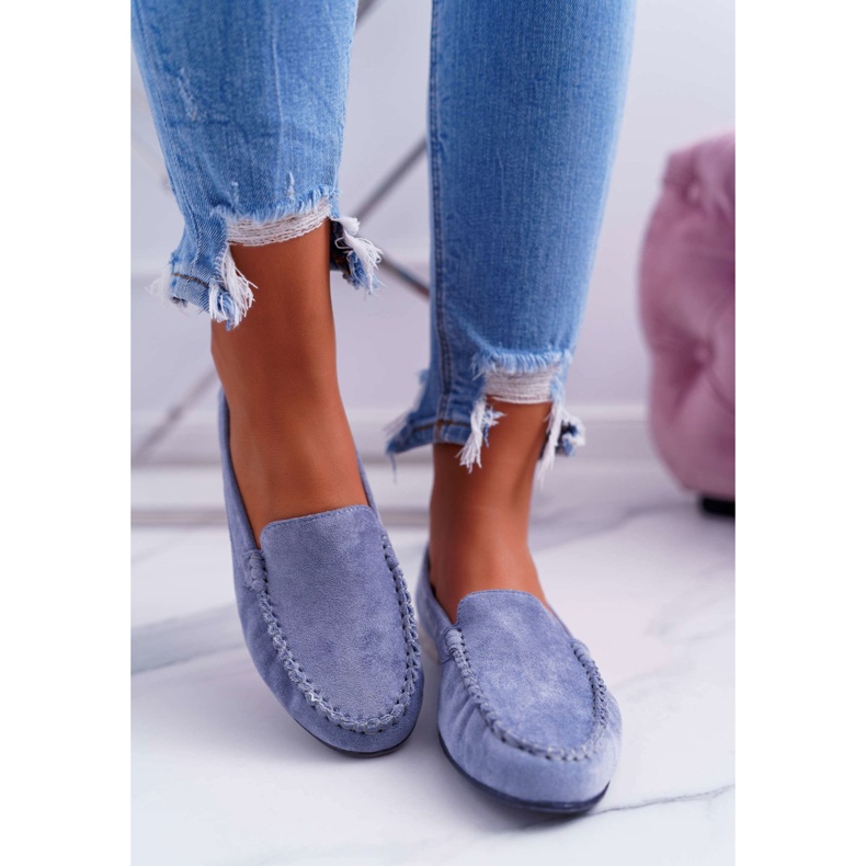 Mocassim feminino Sergio Leone camurça azul claro Winted 2