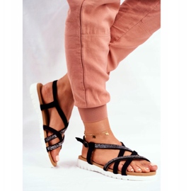 Sandálias Lu Boo Femininas com Zircônia Cúbica 406-6 Black Feen preto 1