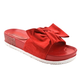 Chinelos casuais vermelhos com laço LW-10 1
