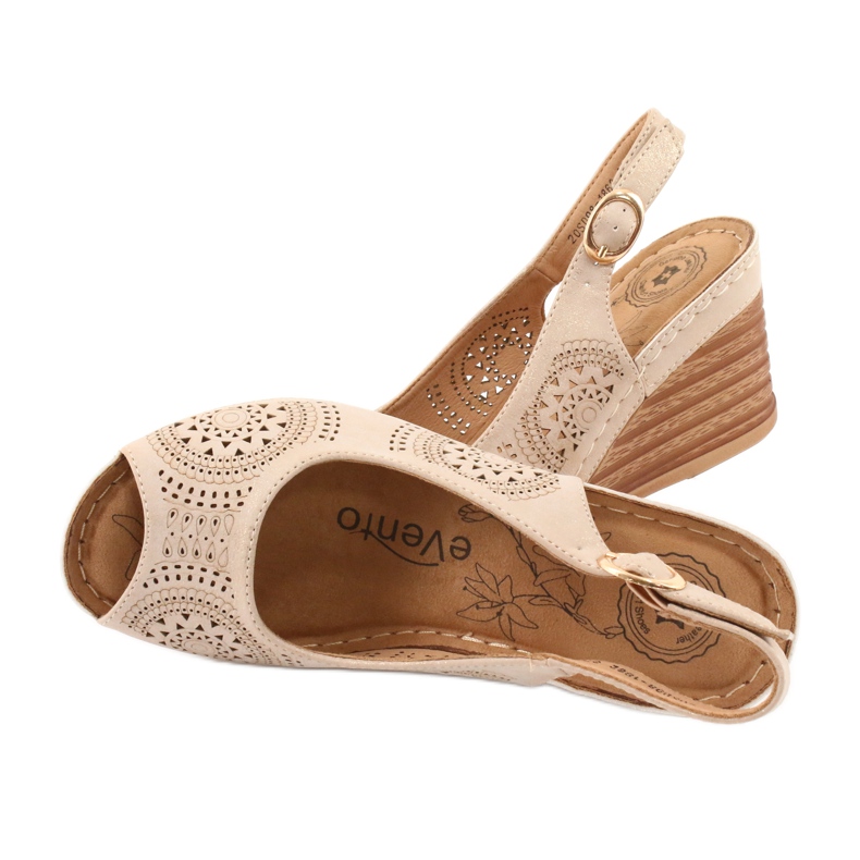 Evento Sandálias de cunha confortáveis ​​20SD98-1862 marrom amarelo 4