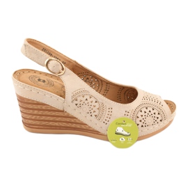 Evento Sandálias de cunha confortáveis ​​20SD98-1862 marrom amarelo 5