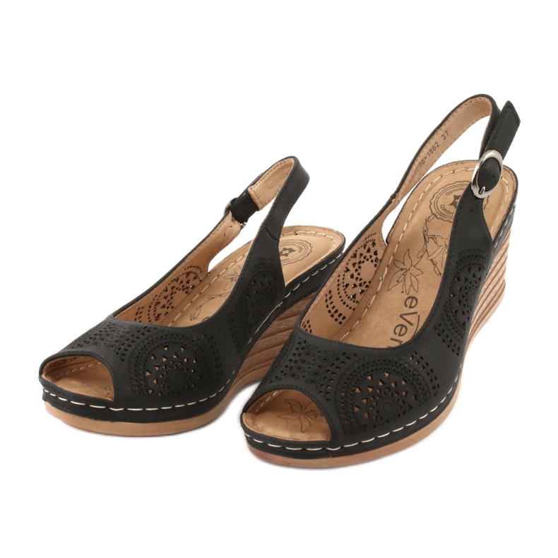 Evento Sandálias de cunha confortáveis ​​20SD98-1862 preto 2