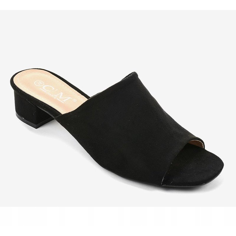 Chinelos pretos de salto alto 77-91 1