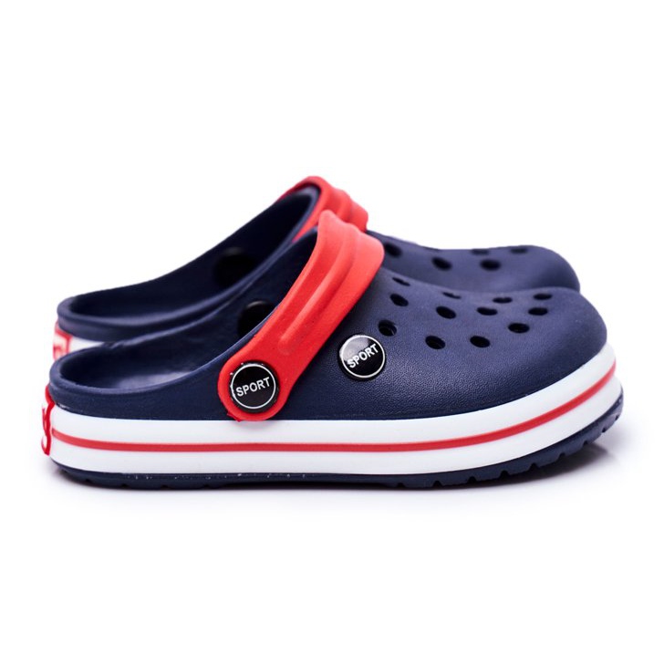 Chinelos para menino, menina, crocodilos de espuma de criança azul marinho vermelho 1
