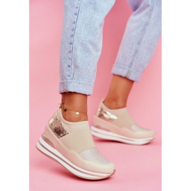 Sapatos esportivos femininos com cunha em cunha bege jogo frio 1