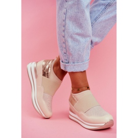 Sapatos esportivos femininos com cunha em cunha bege jogo frio 2