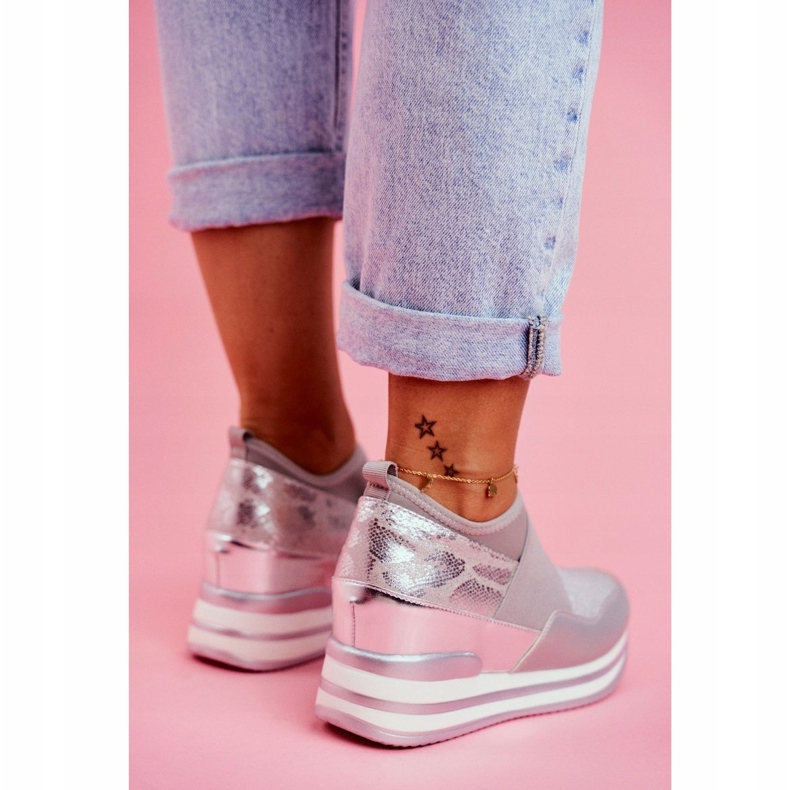 Sapatos esportivos femininos deslizantes em cunha cinza Cold Play 1